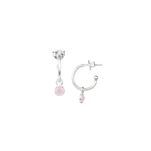 Dew Drops Single Stone Hoop Earrings Silver Pink Chalcedony – PROTSAAH - Handcrafted  Peace