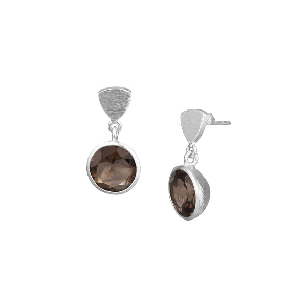 Geo Glam Half Cup Stone Drop Earrings Silver