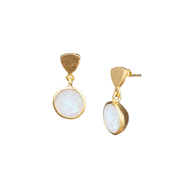 Geo Glam Half Cup Stone Drop Earrings Gold