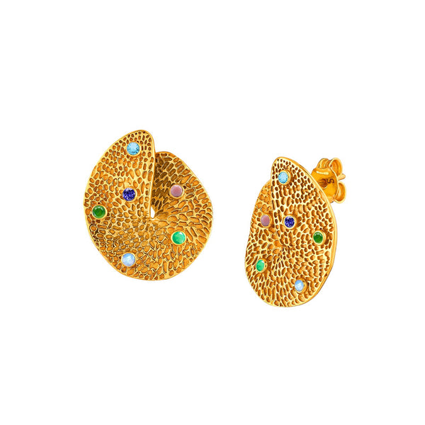 Ribbons & Lace Multi Stone Stud Earrings