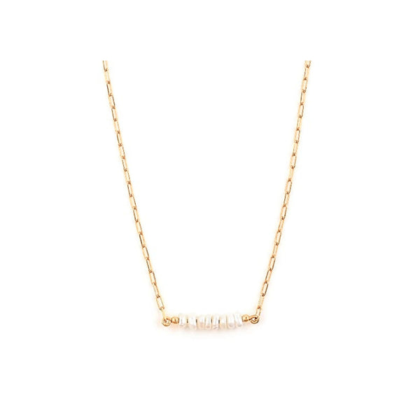 Pearls Galore Stacked Pearl Bar Pendant Necklace Gold