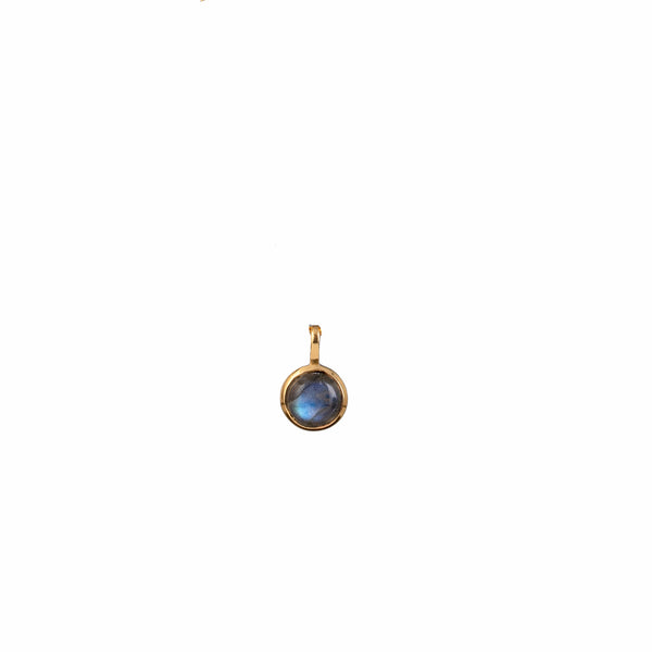 Dew Drops Labradorite Round Pendant Necklace Gold