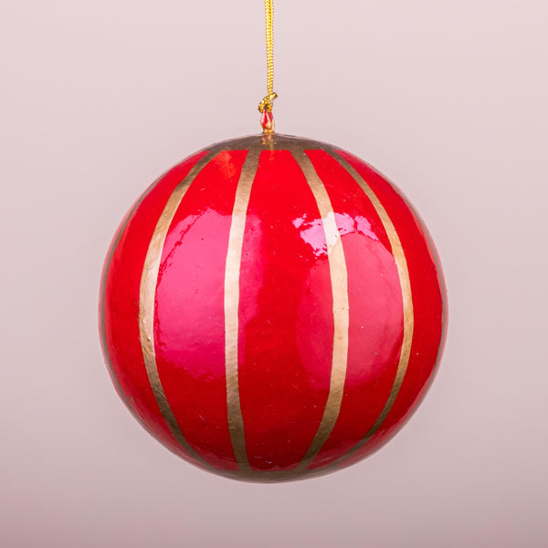 Xmas Ball - Red with Vertical Stripe