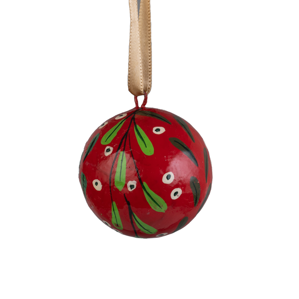 Xmas Multi-Colour Leaves Ball INDIVIDUAL RED