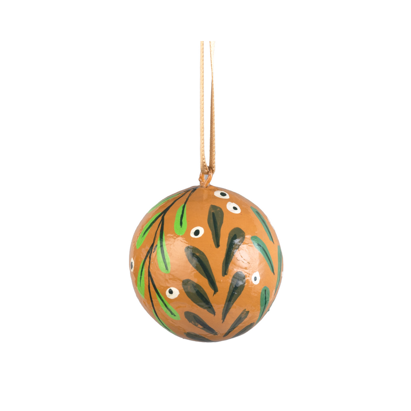 Xmas Multi-Colour Leaves Ball - Gold (Single)