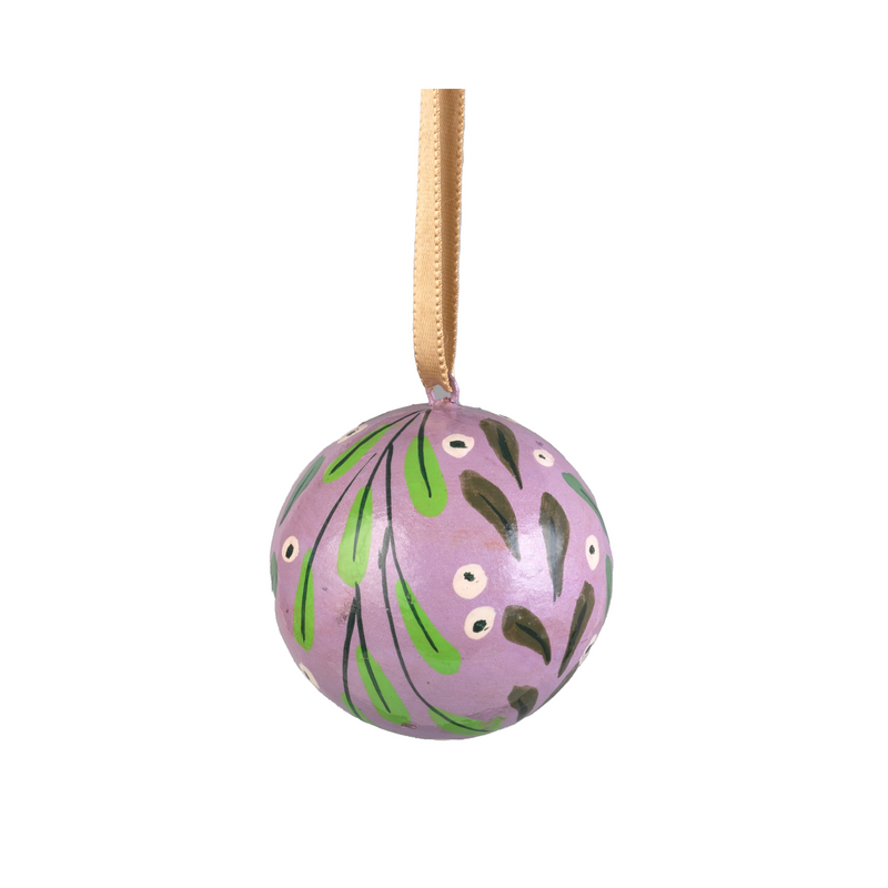 Xmas Multi-Colour Leaves Ball - Lilac (Single)