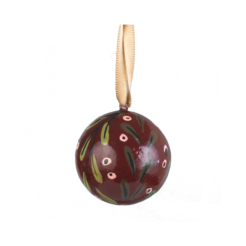 Xmas Multi-Colour Leaves Ball INDIVIDUAL MAROON