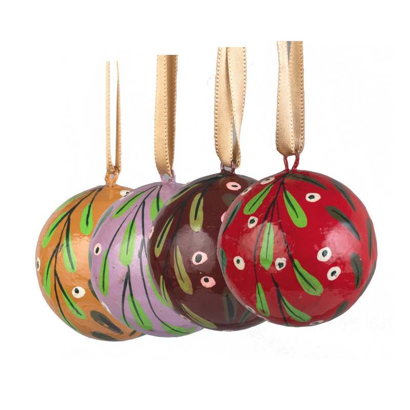 Xmas Multi-Colour Leaves Ball INDIVIDUAL MAROON