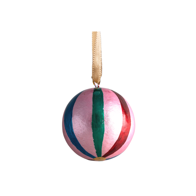 XMAS Rainbow Striped Ball - Pink