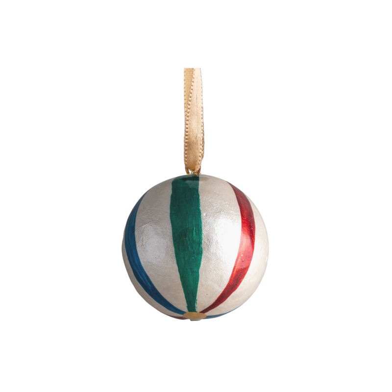 XMAS Rainbow Striped Balls - White