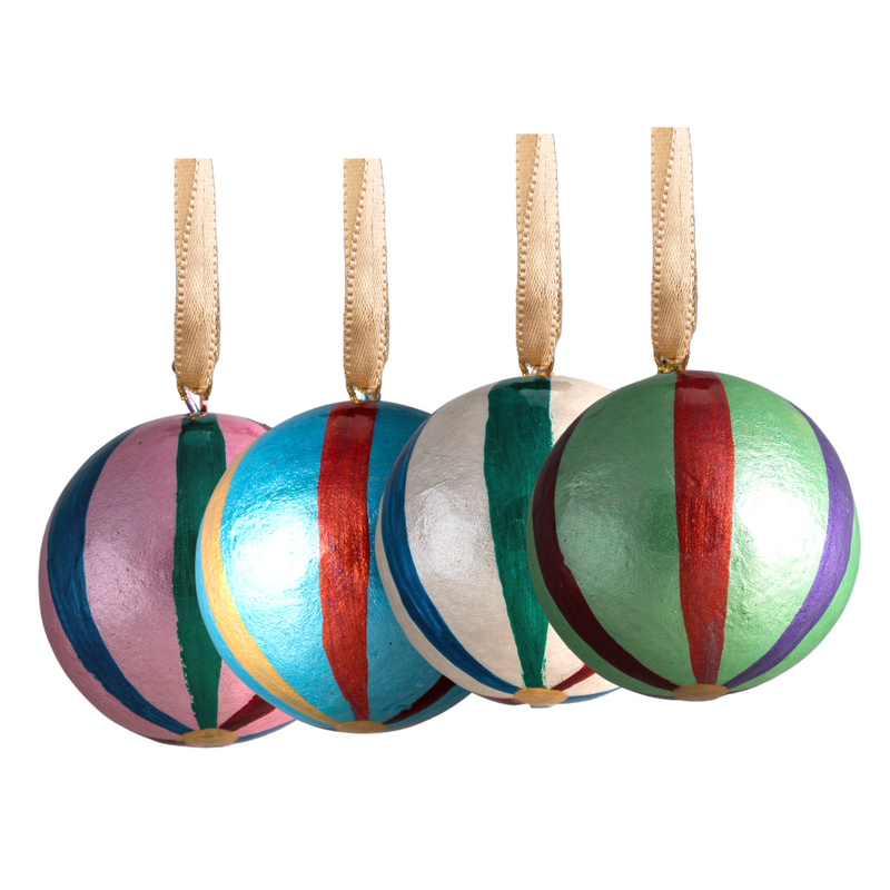 XMAS Rainbow Striped Ball - Pink