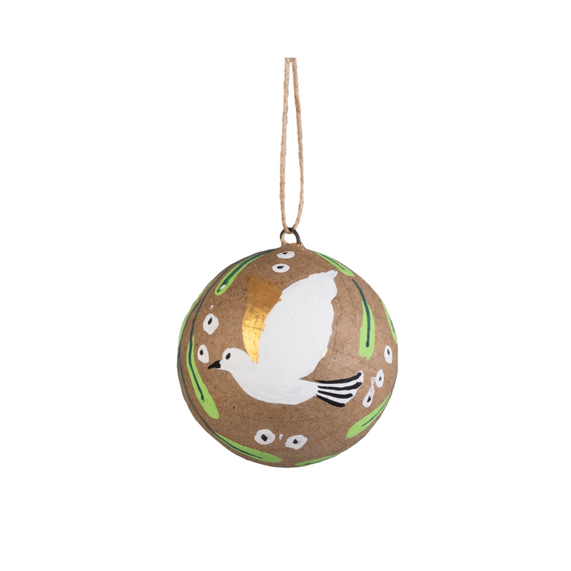 Xmas Kraft Forest Balls Small - Dove (Single Ball)