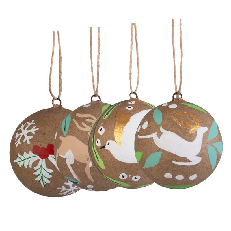 XMAS Kraft Forest Balls Small - Deer (Single Ball)