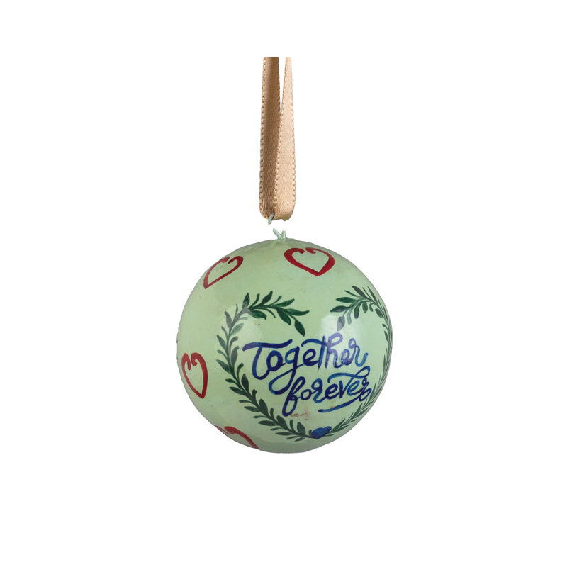 Xmas Words Balls - Green 'Together Forever' (Single Ball)