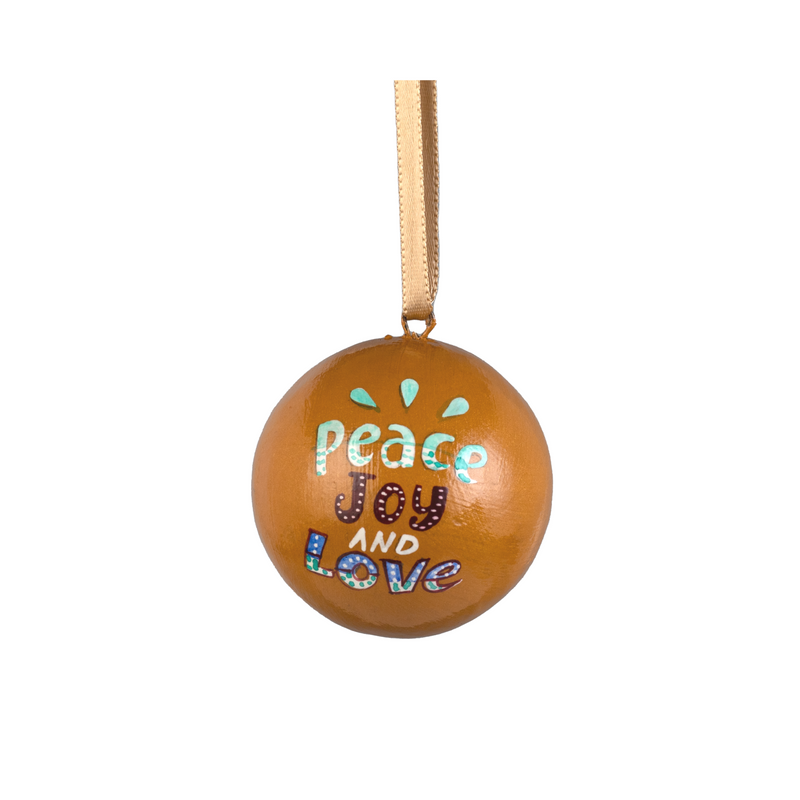 Xmas Words Balls - Gold 'Peace, Joy and Love' (Single Ball)