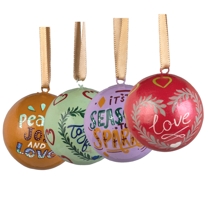 Xmas Words Balls - Gold 'Peace, Joy and Love' (Single Ball)