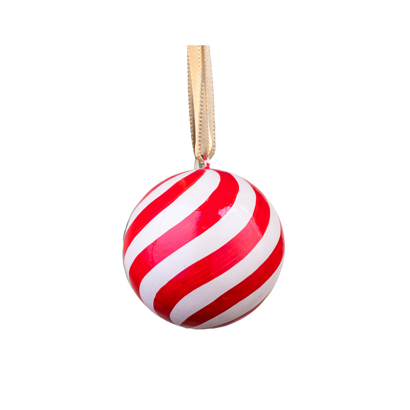 XMAS Festive Swirls Classic Ball - Red Swirl Stripe