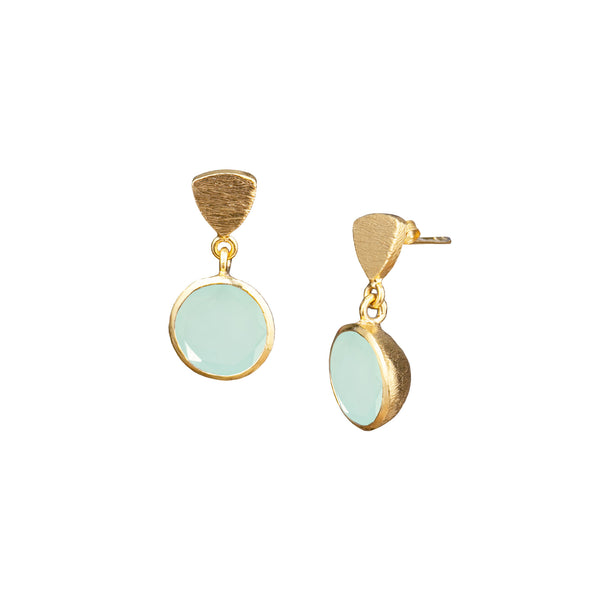 Geo Glam Hemisphere Stone Drop Earrings Gold